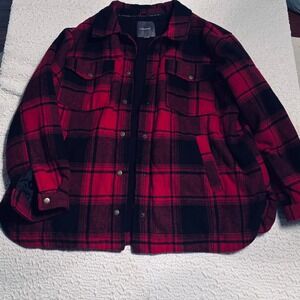Vintage 90's Grunge Maurices Red & Black Buffalo Plaid lined Jacket, Women's XXL
